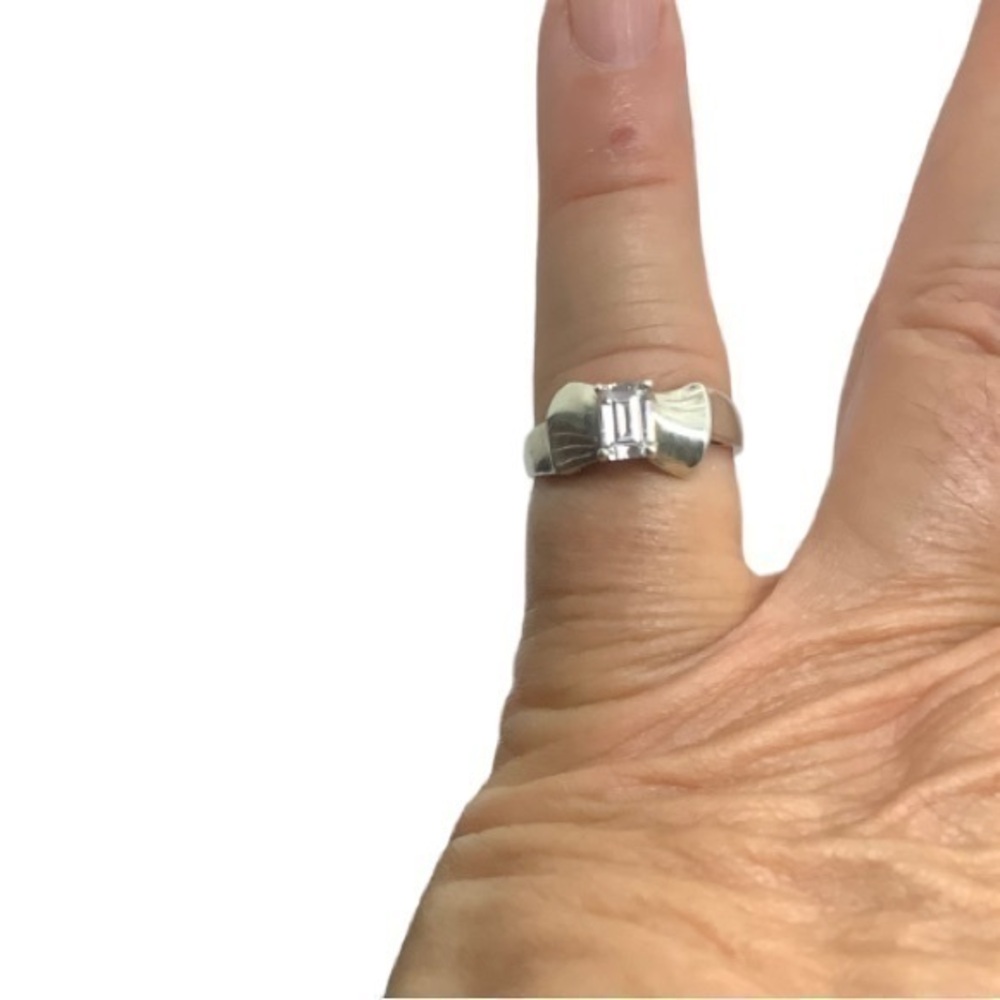 Sterling silver CZ solitaire ring